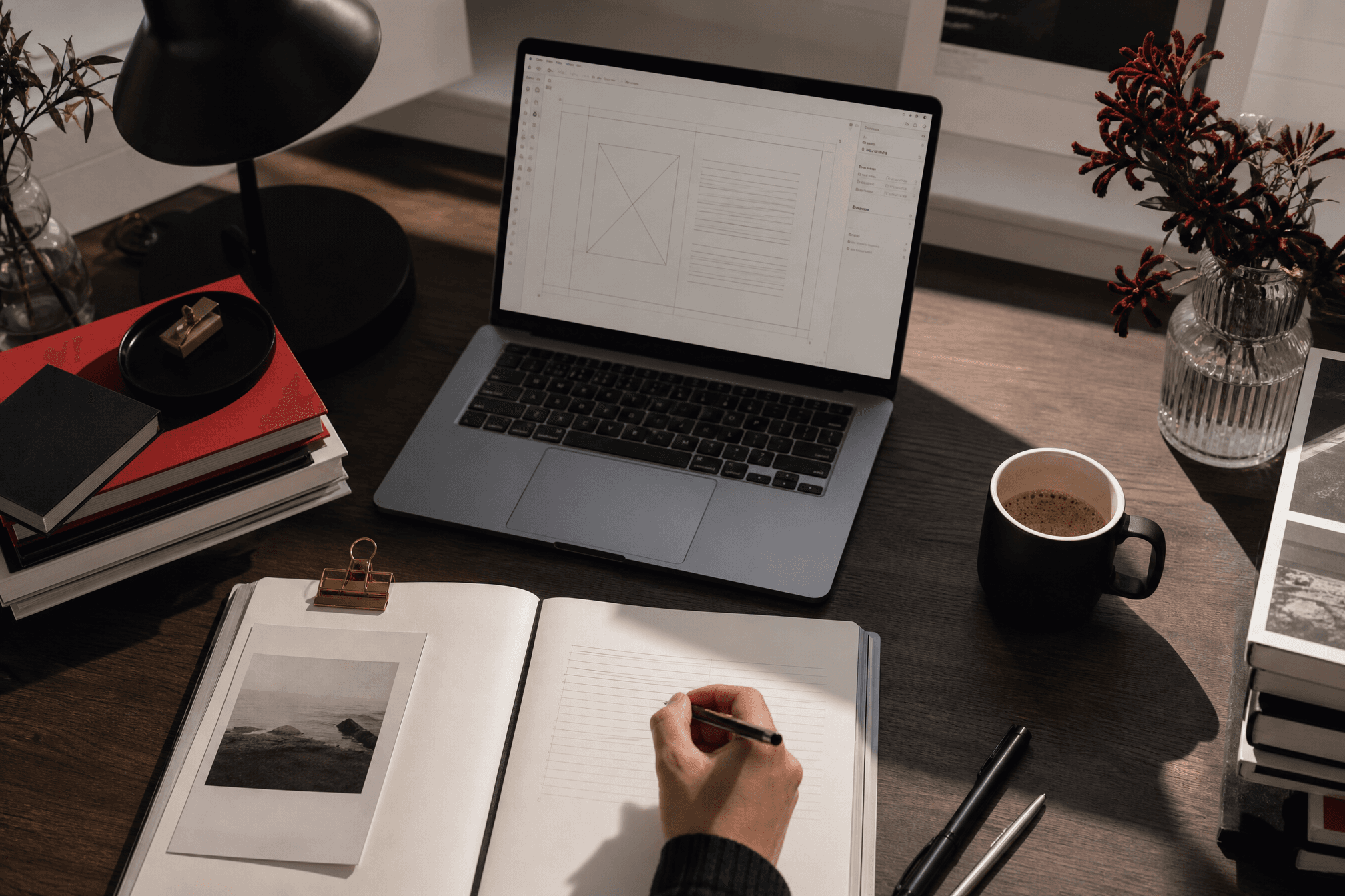 An independent creator's writing desk